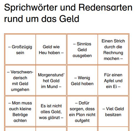 Sprichwörter und Redensarten rund ums Geld (PDF)