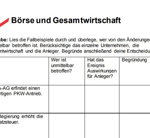 Börse und Gesamtwirtschaft (1) (PDF-Arbeitsblatt)