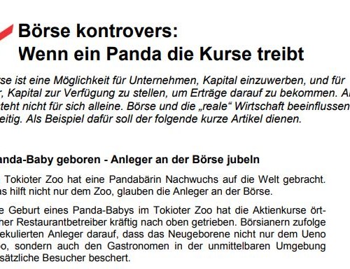 Ein Panda und die Börse (PDF-Arbeitsblatt)