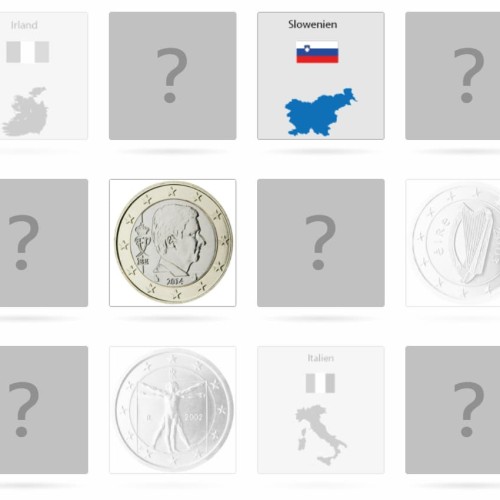 Das Euro-Münzen-Memory (Münzen, Flaggen, Landkarten)
